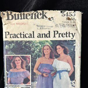 70's VINTAGE BUTTERICK PATTERN 5455 SIZE MEDIUM BOHO SLEEVELESS DRESS